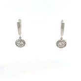14k White Gold 1.25ct Round Center Stone Diamond /.25ct H VS2 Round Diamond Drop Earrings